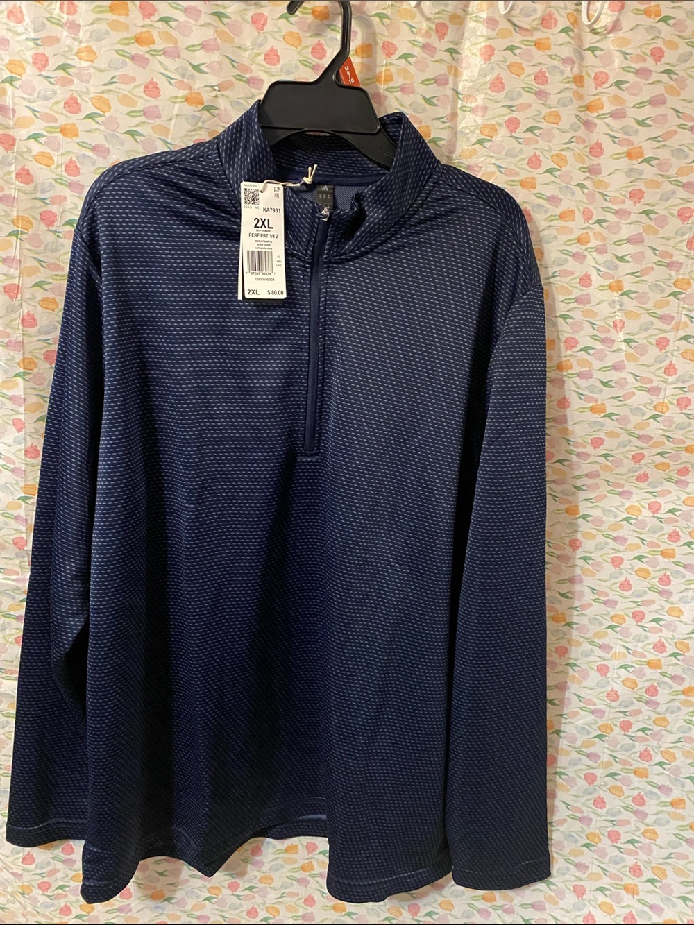 adidas Men's Navy Blue Quarter-Zip Lightweight Jacket